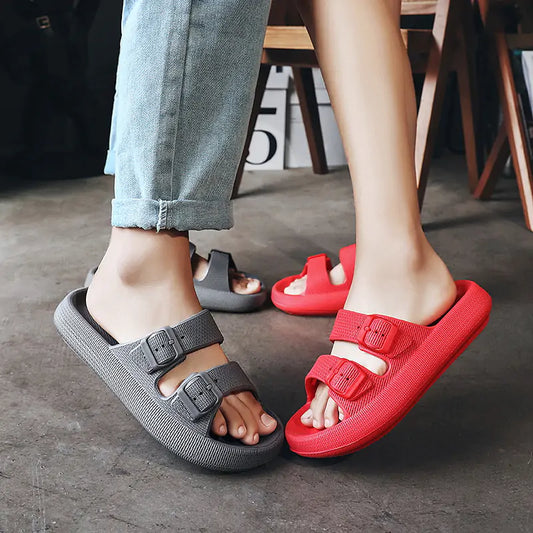 Snoozysoft Light Beach Couple Slippers